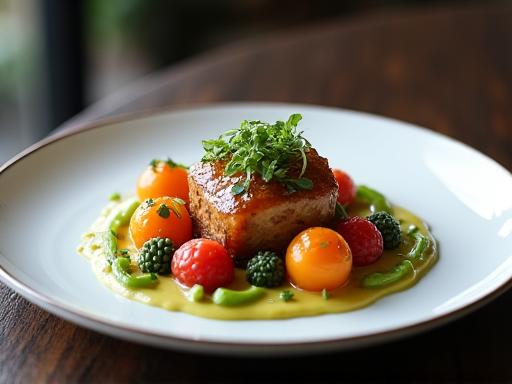 Plato de alta cocina fotografiado con estilo profesional para un restaurante en Madrid